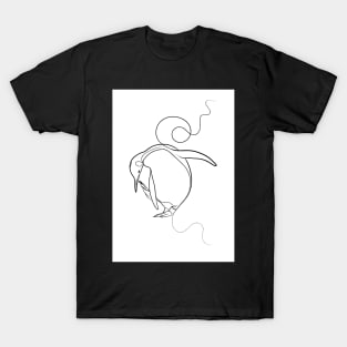 Dancing Penguin Line Drawing T-Shirt